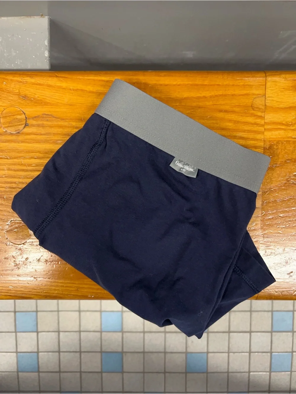Goodfellow & Co Men’s Navy Stretch Boxer Briefs with Gray Waistband